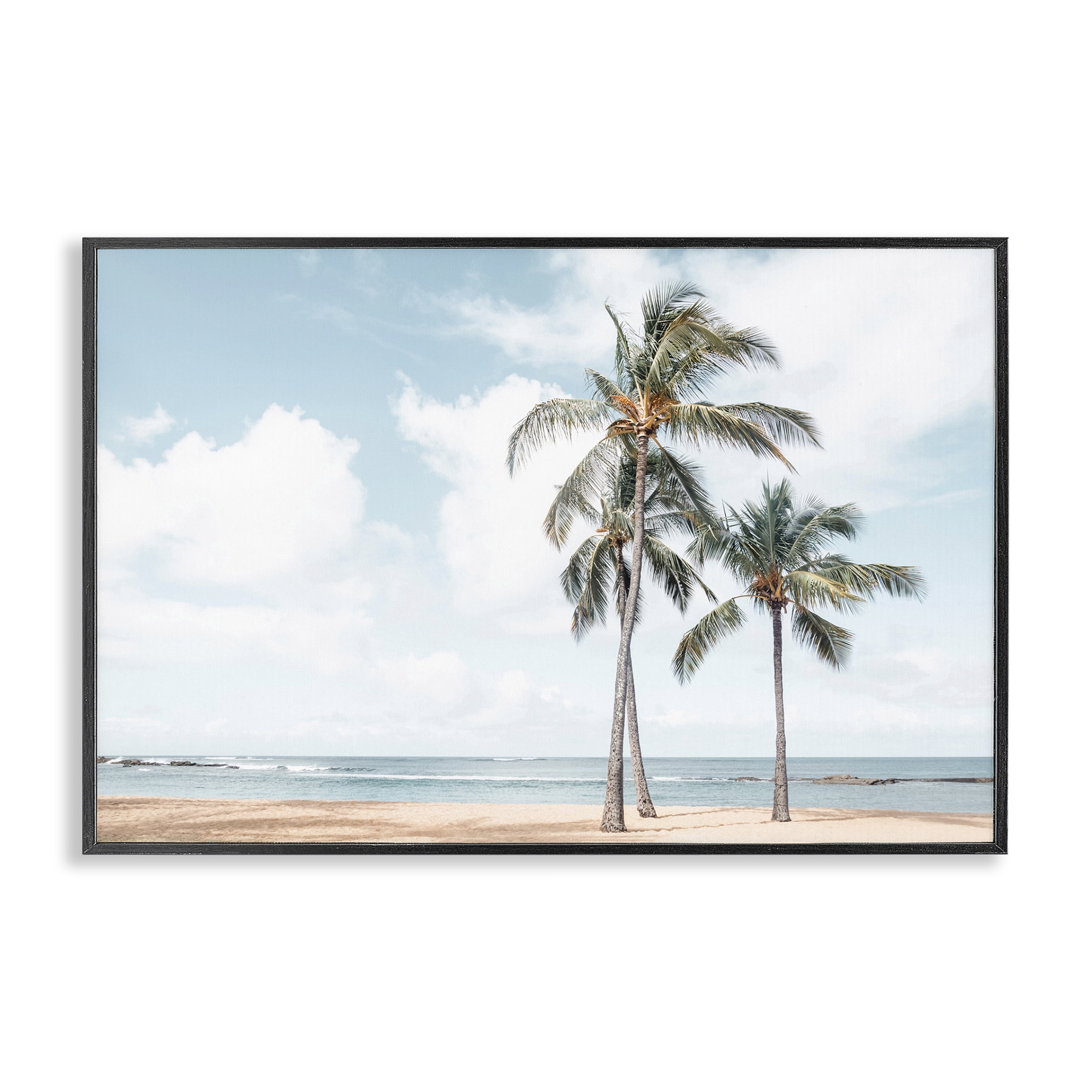 Stupell Industries Windy Tropical Scene Nautical & Beach Painting Black Framed Art Print Wall Art, 30 x 20