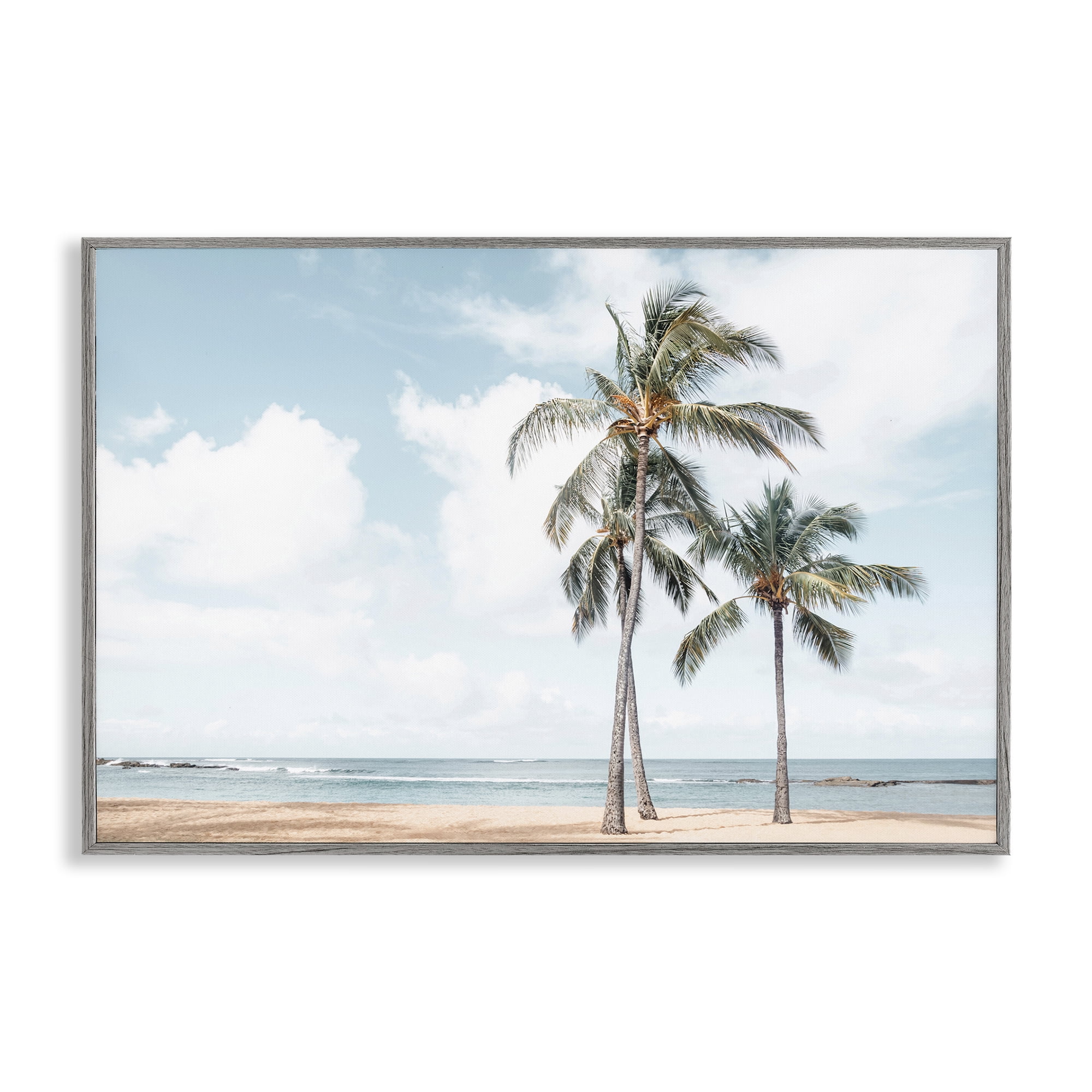 Stupell Industries Windy Tropical Scene Nautical & Beach Painting Gray Framed Art Print Wall Art, 30 x 20