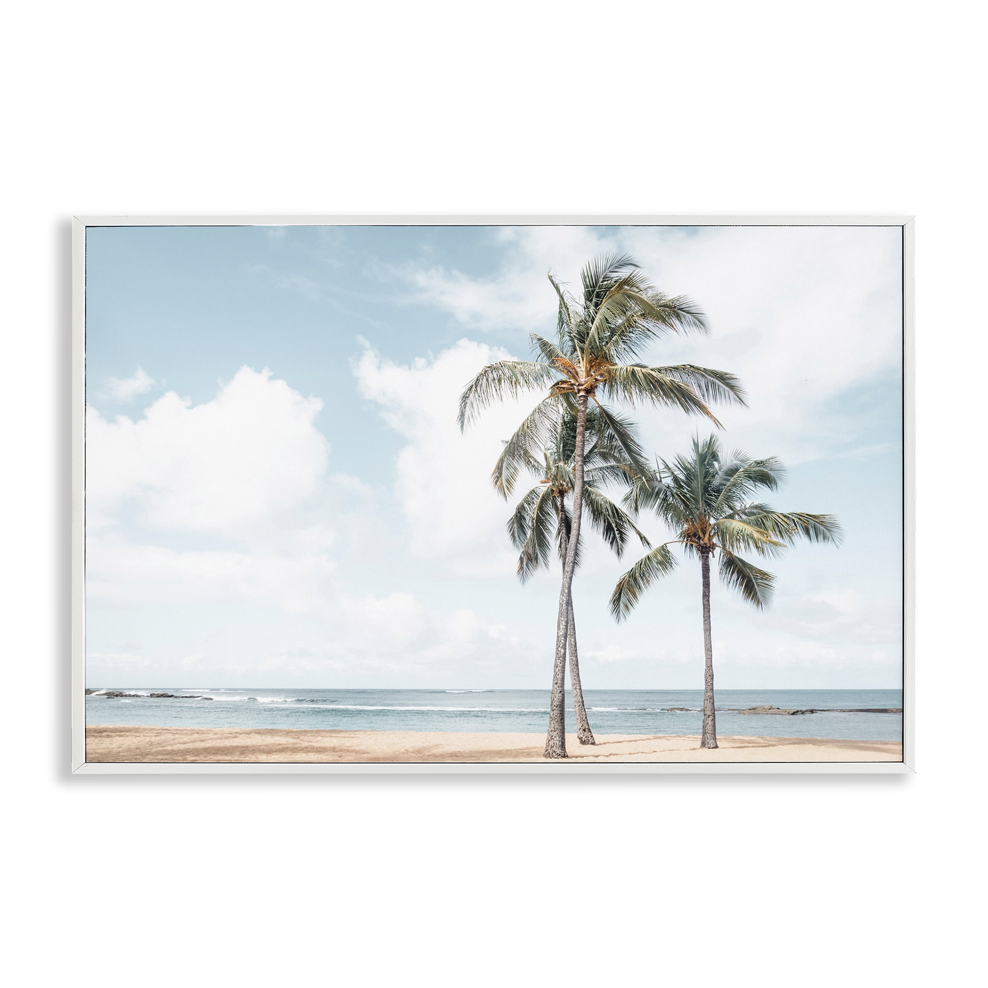 Stupell Industries Windy Tropical Scene Nautical & Beach Painting White Framed Art Print Wall Art, 30 x 20