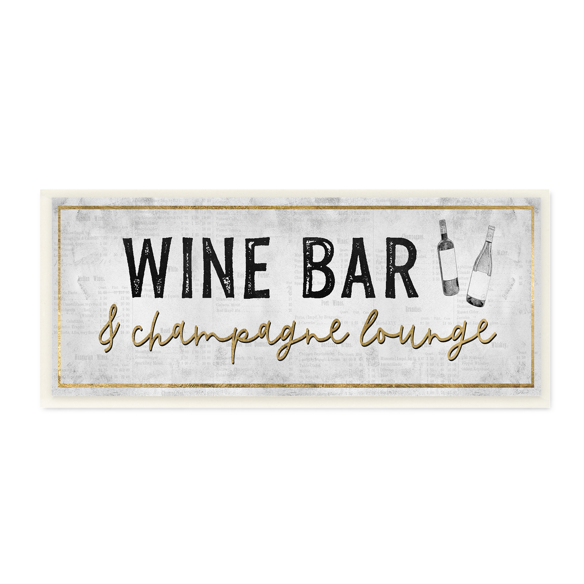 Stupell Industries Wine Bar Champagne Lounge Distressed Vintage Kitchen Sign,17 x 7, Design by Natalie Carpentieri