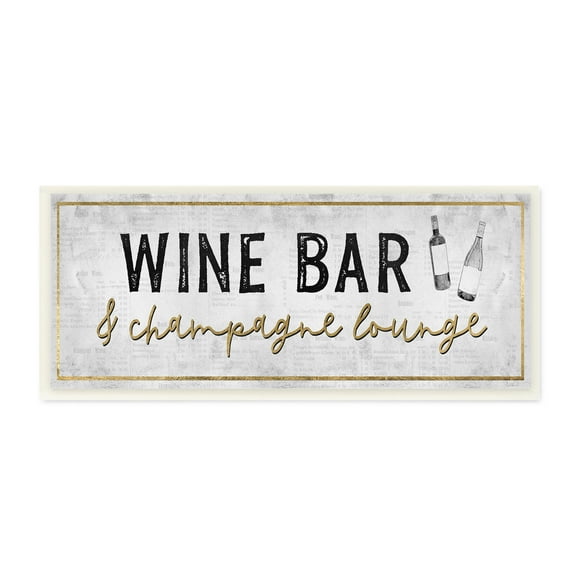 Stupell Industries Wine Bar Champagne Lounge Distressed Vintage Kitchen Sign,17 x 7, Design by Natalie Carpentieri