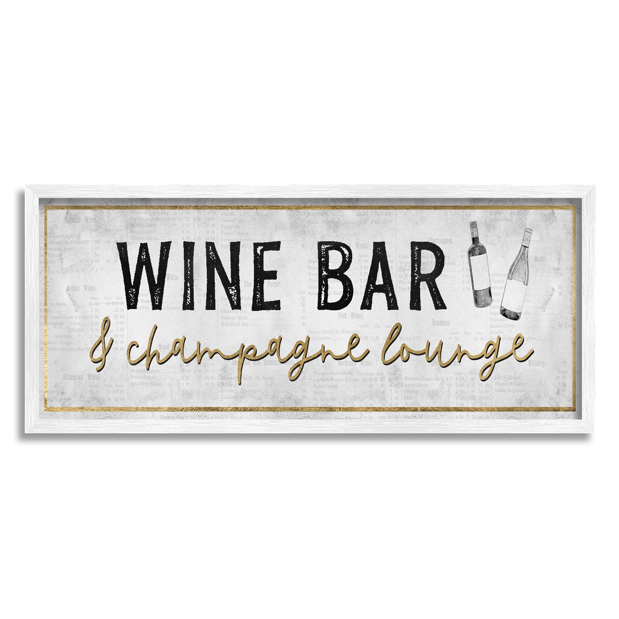Stupell Industries Wine Bar Champagne Lounge Distressed Vintage Kitchen Sign,24 x 10, Design by Natalie Carpentieri