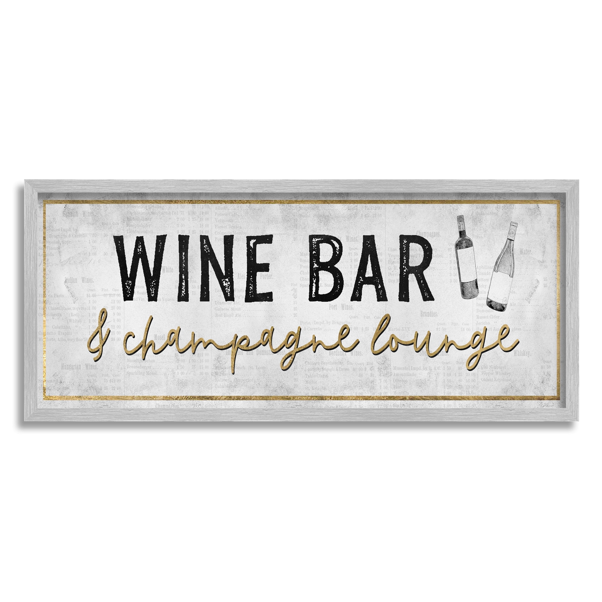 Stupell Industries Wine Bar Champagne Lounge Distressed Vintage Kitchen Sign,30 x 13, Design by Natalie Carpentieri