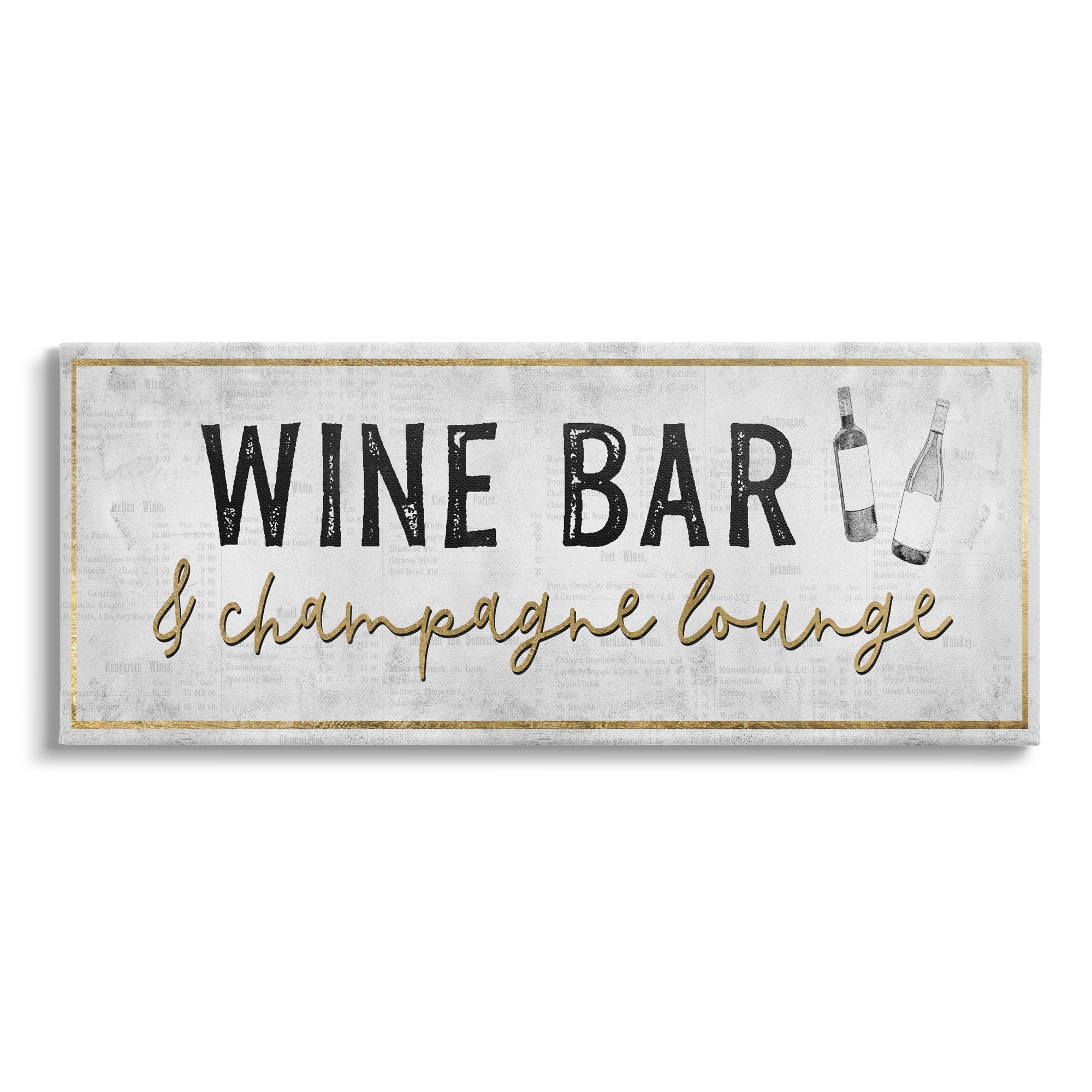 Stupell Industries Wine Bar Champagne Lounge Distressed Vintage Kitchen Sign,30 x 13, Design by Natalie Carpentieri