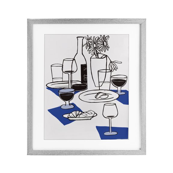 Stupell Industries Wine & Bread Table Setting Gray Framed Print Under Glass design by Hannah Beisang, 16 x 13
