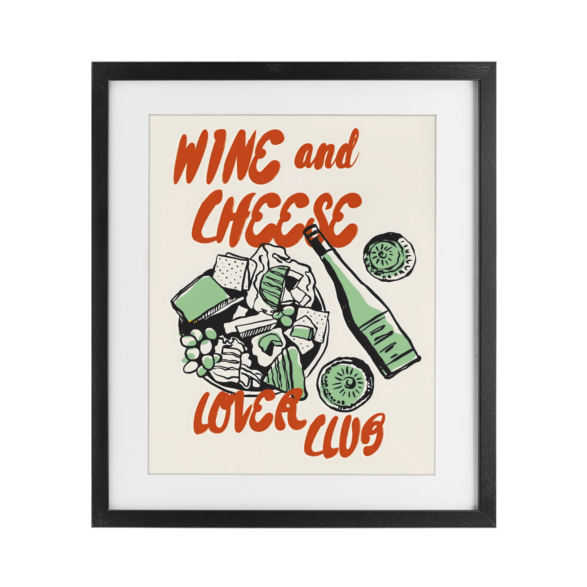 Stupell Industries Wine & Cheese Lover Club Black Framed Print Under Glass, design by The Prints Vibe