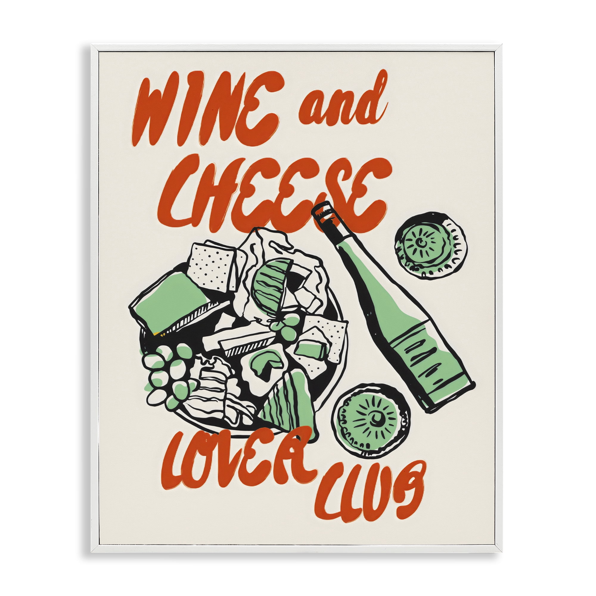 Stupell Industries Wine & Cheese Lover Club White Framed Giclee Art, design by The Prints Vibe