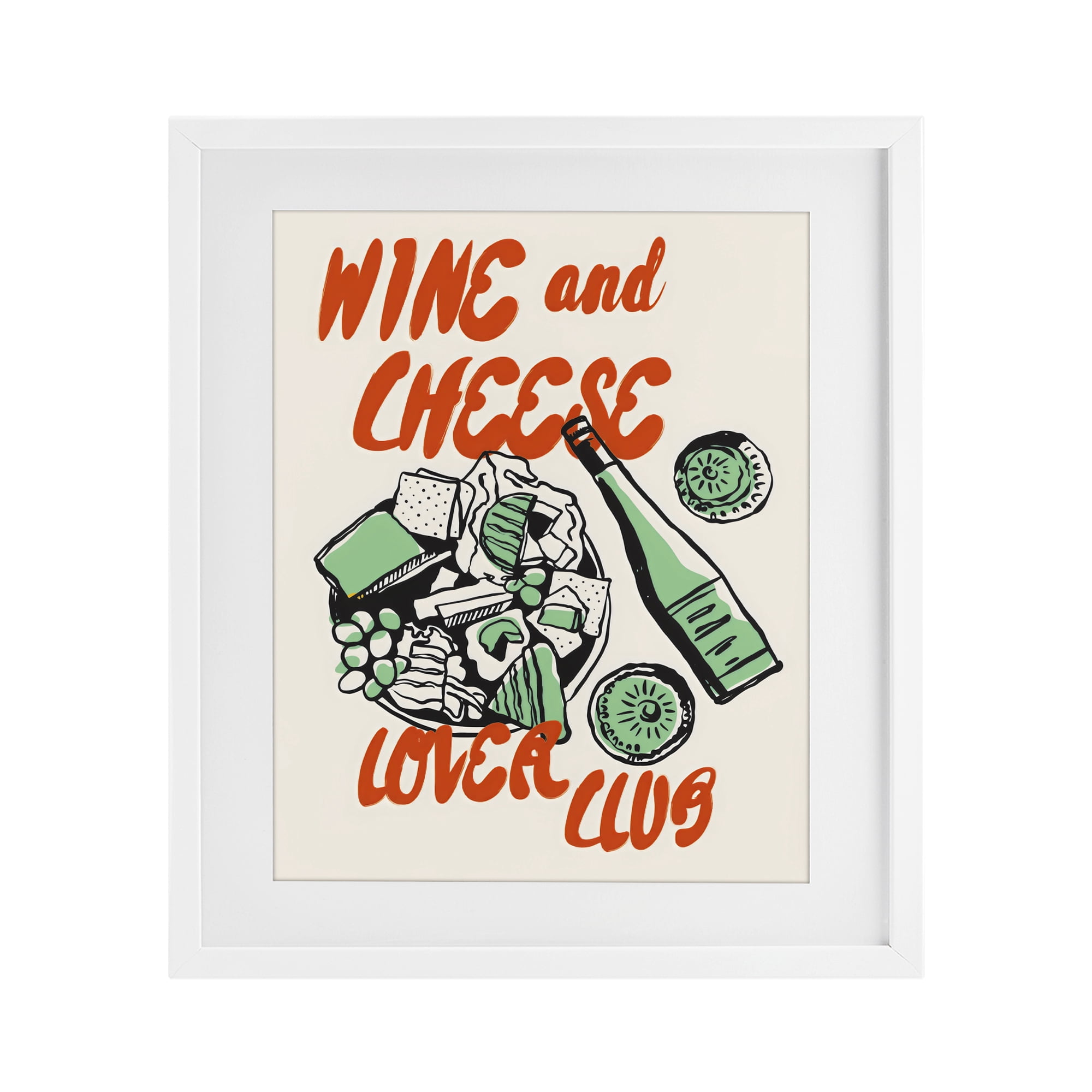Stupell Industries Wine & Cheese Lover Club White Framed Print Under Glass, design by The Prints Vibe