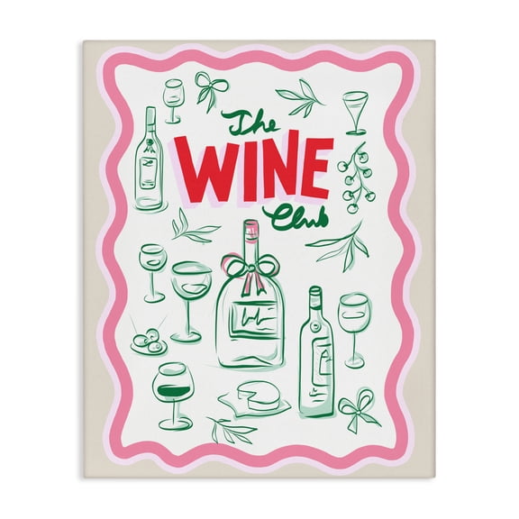 Stupell Industries Wine Club Contemporary Canvas Wall Art design by Dominique Vari, 20 x 16
