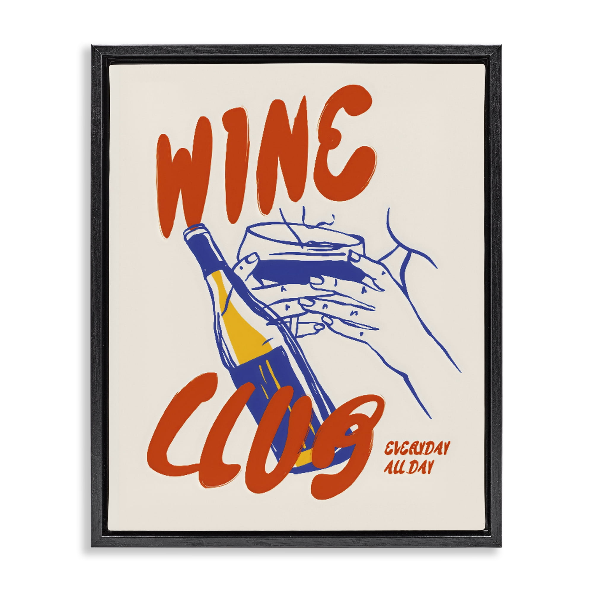 Stupell Industries Wine Club Every Day Black Framed Floater Canvas Wall Art, design by The Prints Vibe