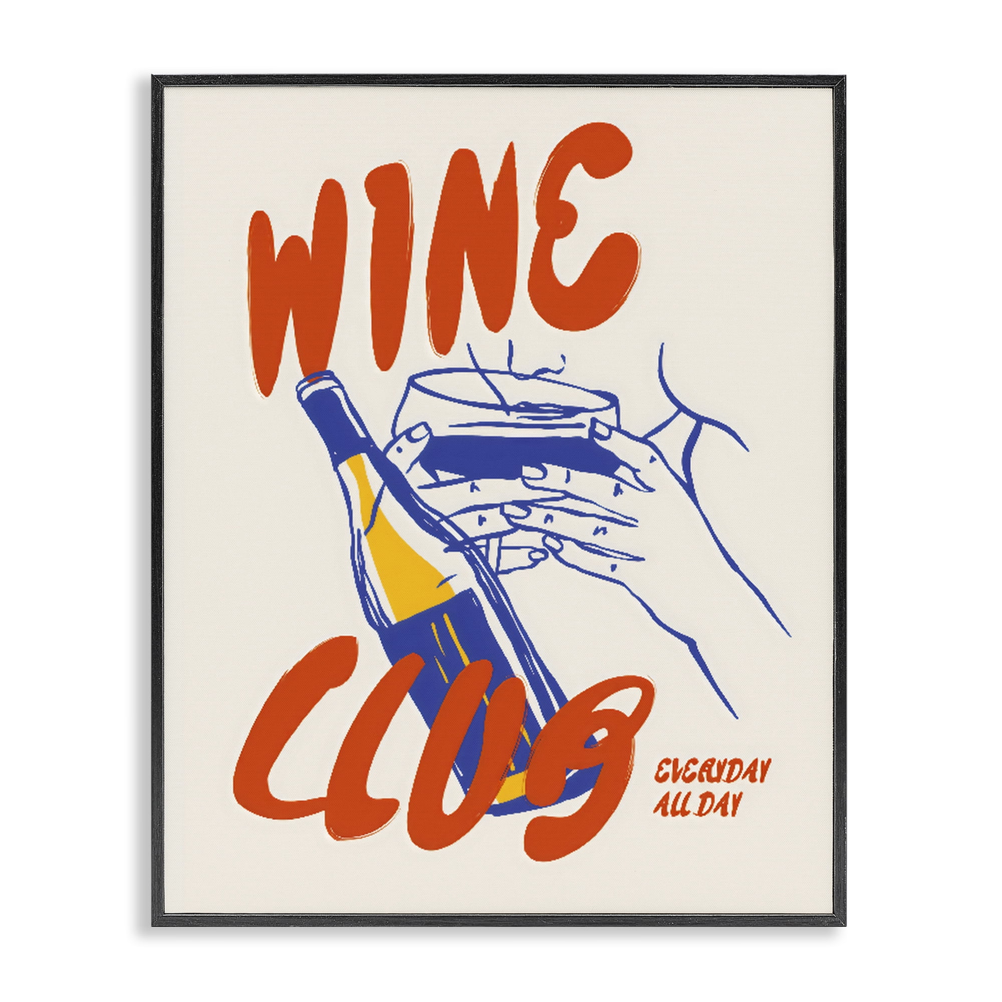 Stupell Industries Wine Club Every Day Black Framed Giclee Art, design by The Prints Vibe