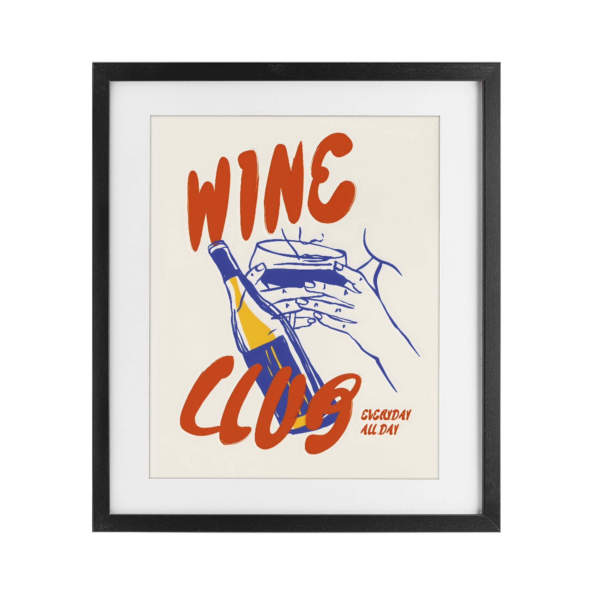 Stupell Industries Wine Club Every Day Black Framed Print Under Glass, design by The Prints Vibe