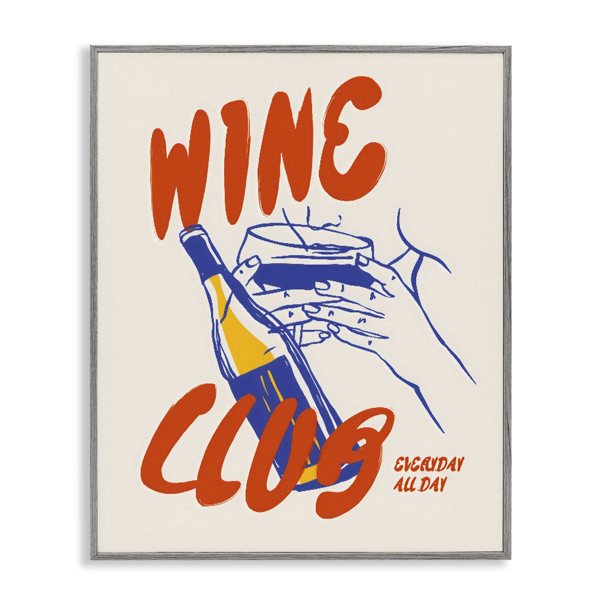 Stupell Industries Wine Club Every Day Gray Framed Giclee Art, design by The Prints Vibe