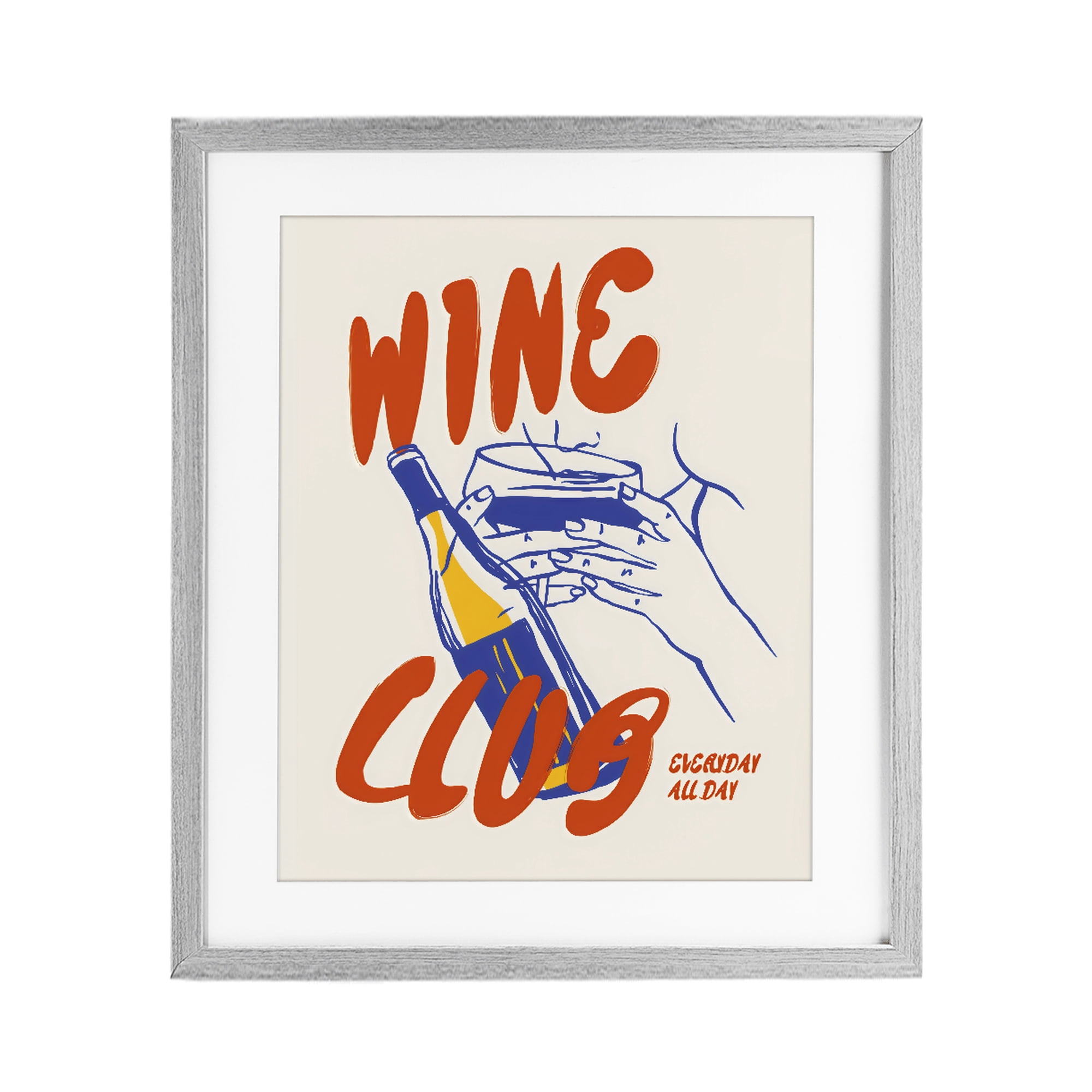 Stupell Industries Wine Club Every Day Gray Framed Print Under Glass, design by The Prints Vibe