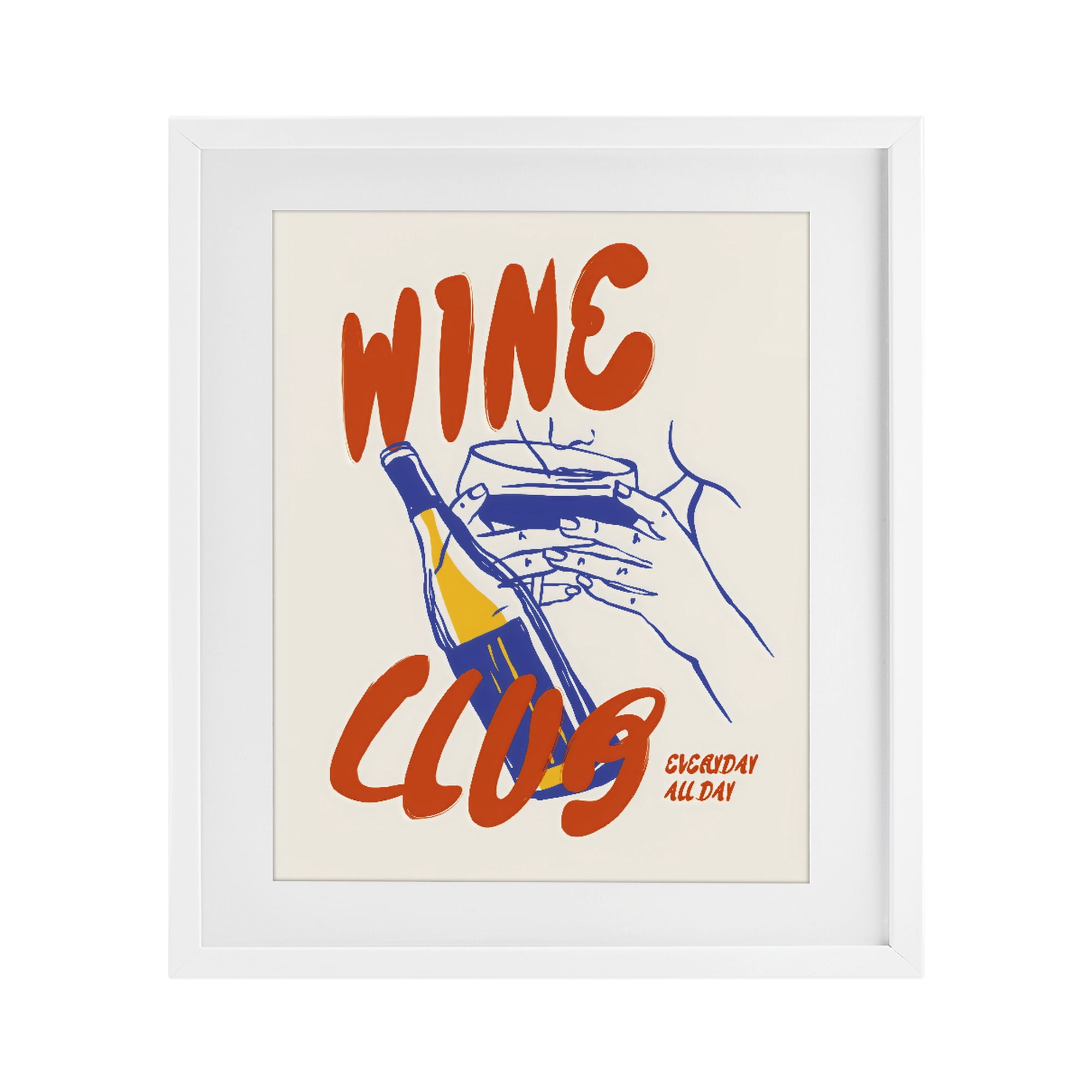 Stupell Industries Wine Club Every Day White Framed Print Under Glass, design by The Prints Vibe