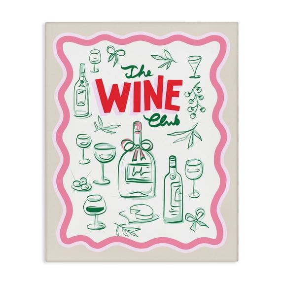 Stupell Industries Wine Club Minimal Glam Canvas Wall Art design by Dominique Vari, 20 x 16