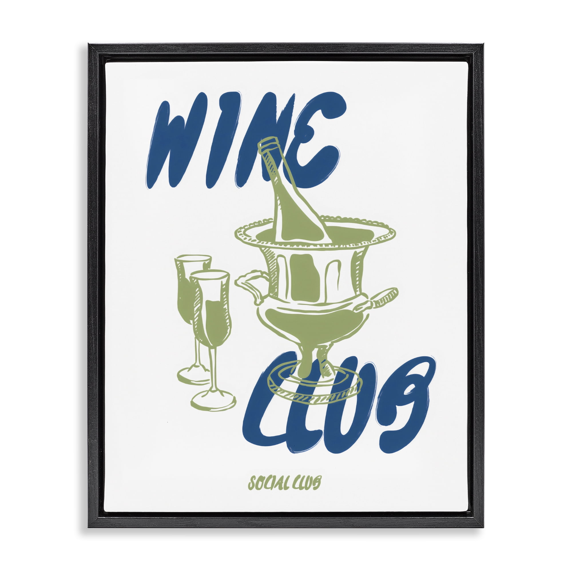 Stupell Industries Wine Club Social Evening Toast Black Framed Floater Canvas Wall Art, design by The Prints Vibe