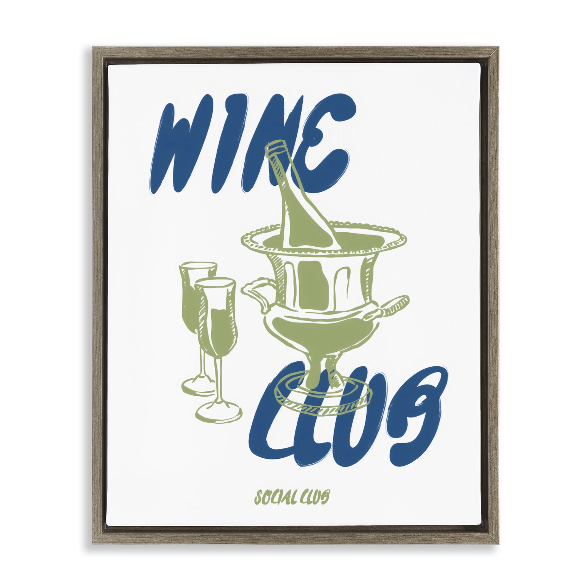 Stupell Industries Wine Club Social Evening Toast Brown Framed Floater Canvas Wall Art, design by The Prints Vibe