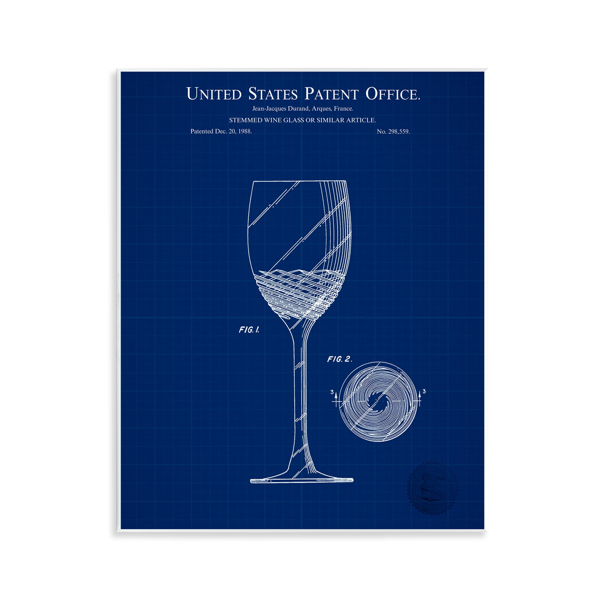 Stupell Industries Wine Glass Blueprint Typography Painting Unframed Art Print Wall Art, 11 x 14
