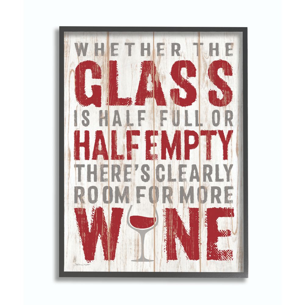 Stupell Industries Wine Glass Funny Word Kitchen Dining Room Wood Texture Word Design Framed Giclee Texturized Art by Stephanie Workman Marrott