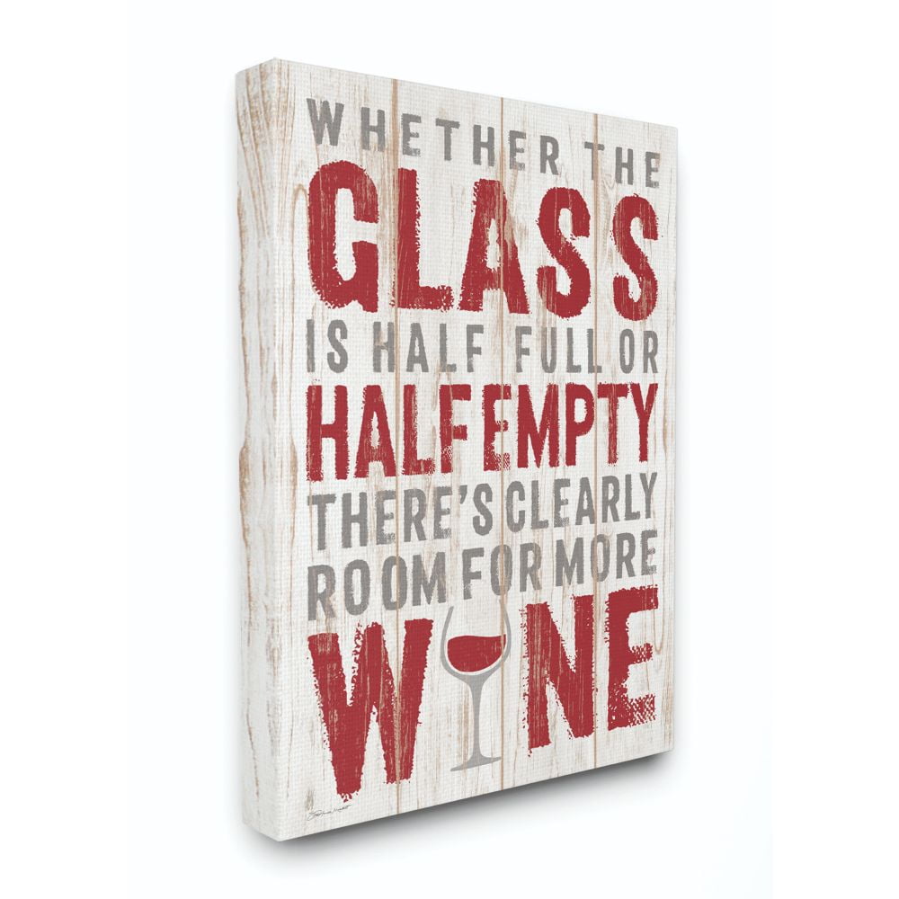 Stupell Industries Wine Glass Funny Word Kitchen Dining Room Wood Texture Word Design Super Canvas Wall Art by Stephanie Workman Marrott