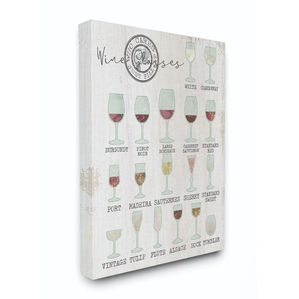 Stupell Industries Wine Glasses Chart Infographic Kitchen Home Design Canvas Wall Art by Daphne Polselli