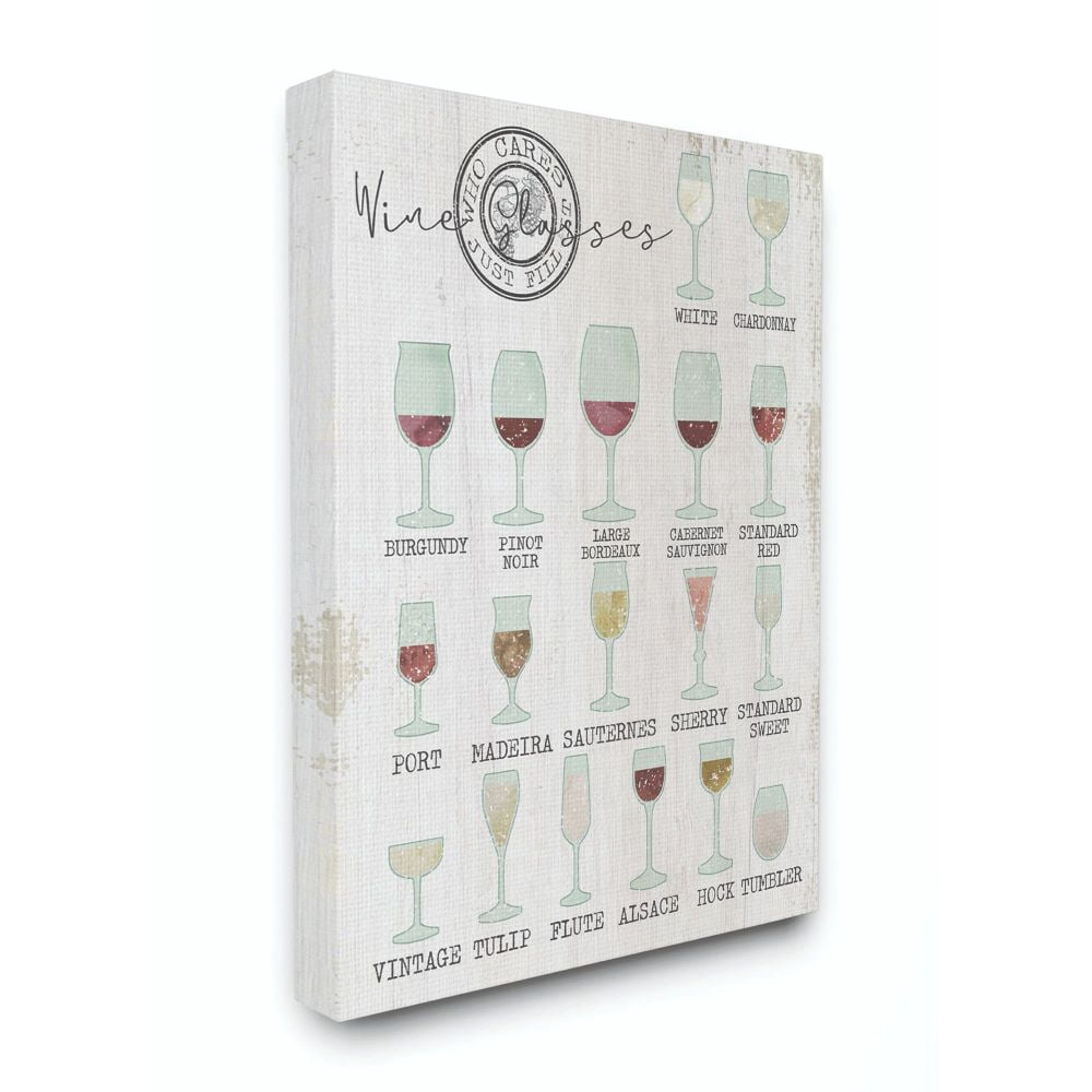 Stupell Industries Wine Glasses Chart Infographic Kitchen Home Design Canvas Wall Art by Daphne Polselli