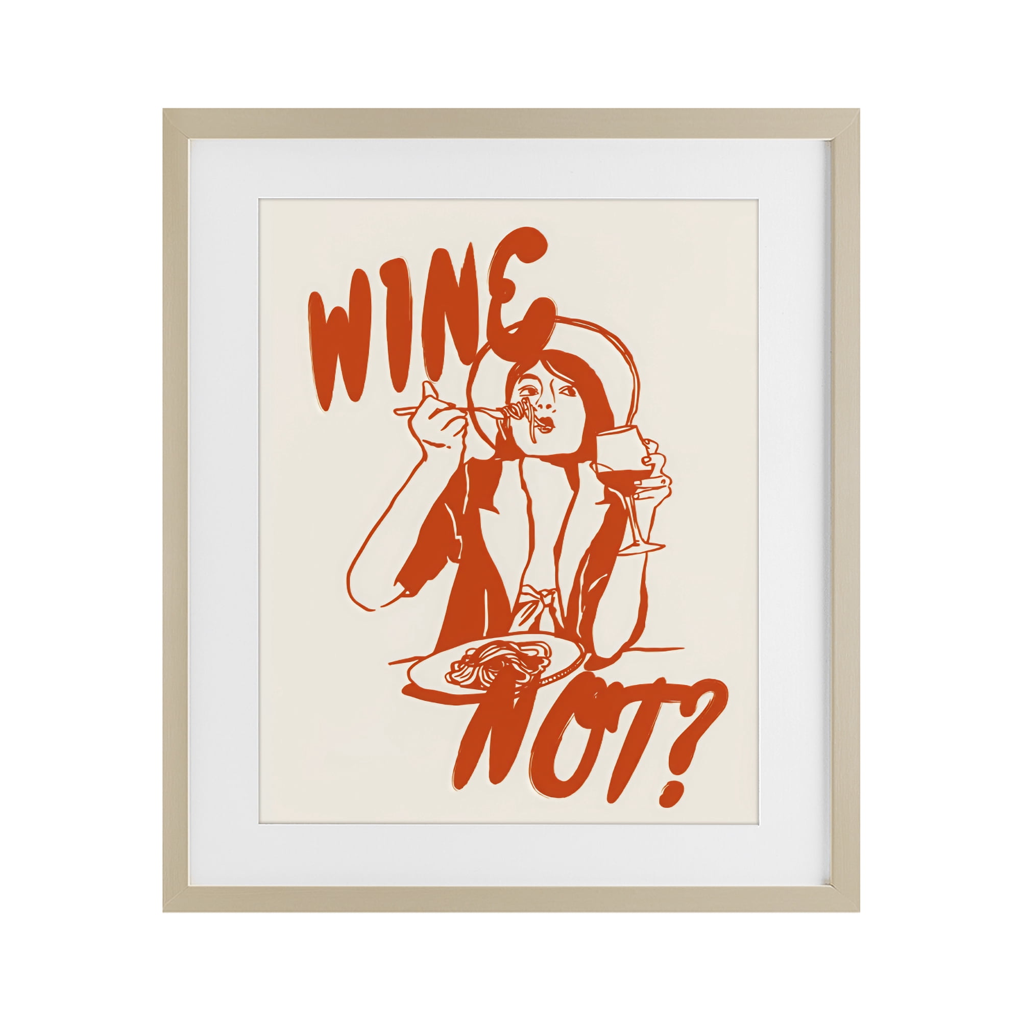 Stupell Industries Wine Not Retro Meal Time Birch Framed Print Under Glass, design by The Prints Vibe
