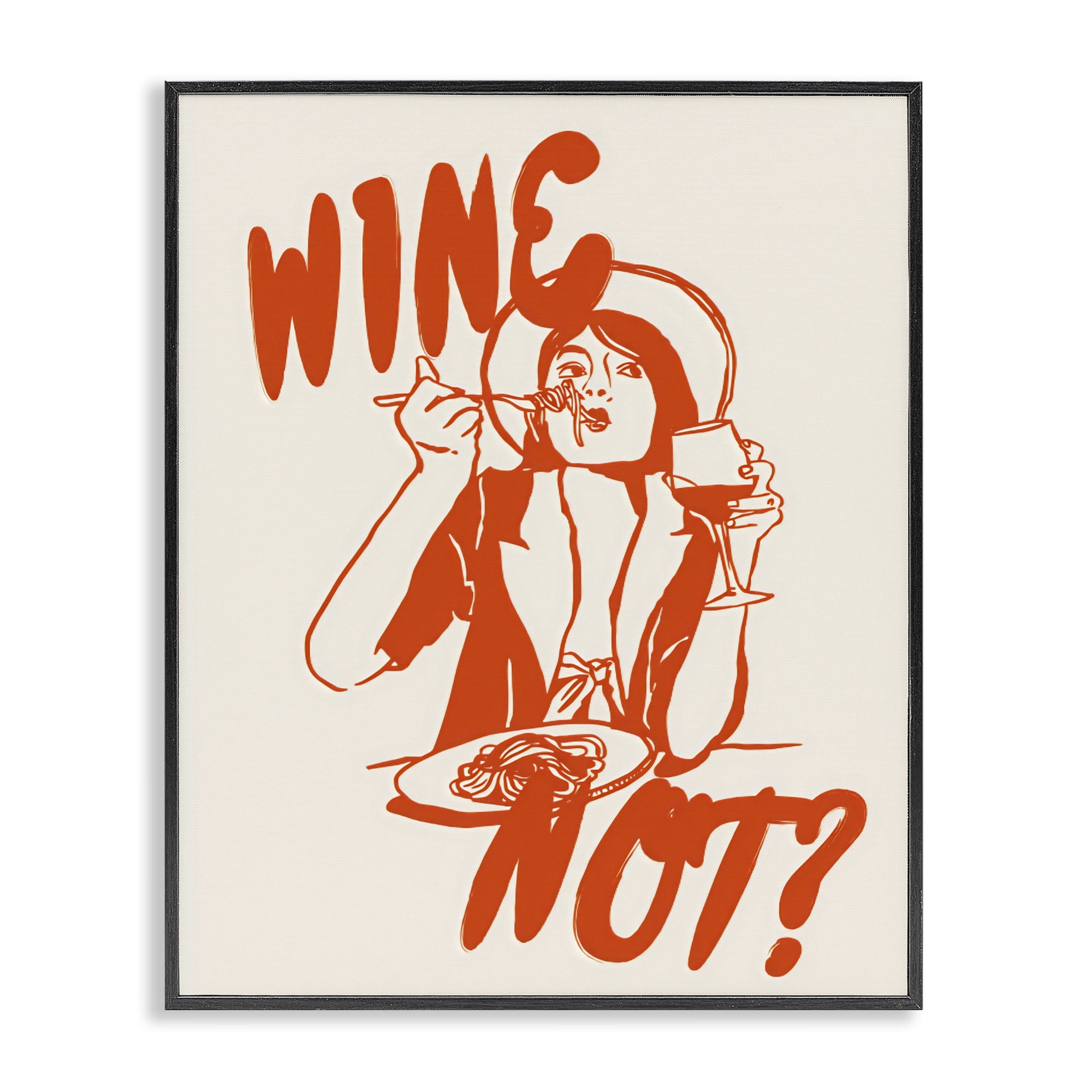 Stupell Industries Wine Not Retro Meal Time Black Framed Giclee Art, design by The Prints Vibe