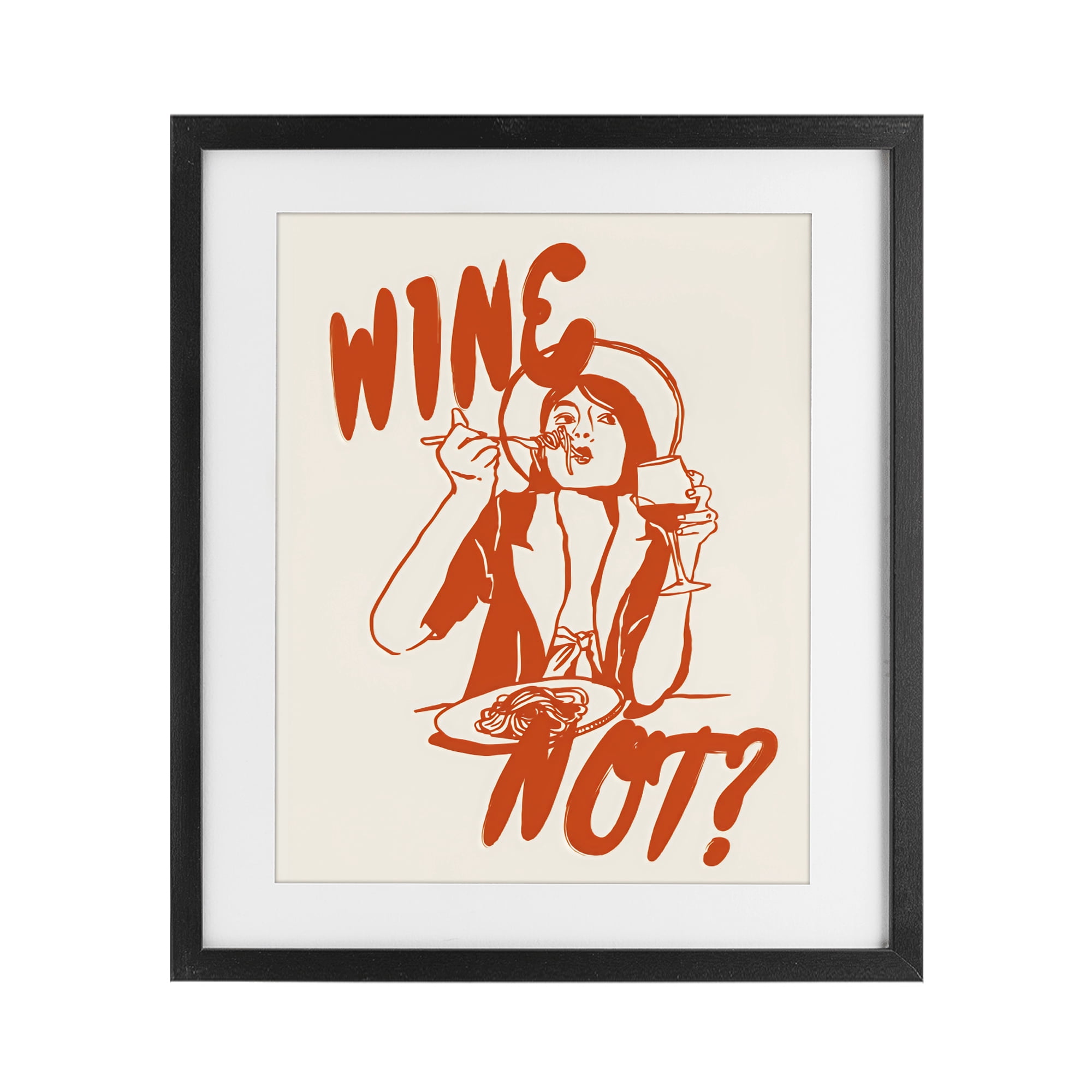 Stupell Industries Wine Not Retro Meal Time Black Framed Print Under Glass, design by The Prints Vibe