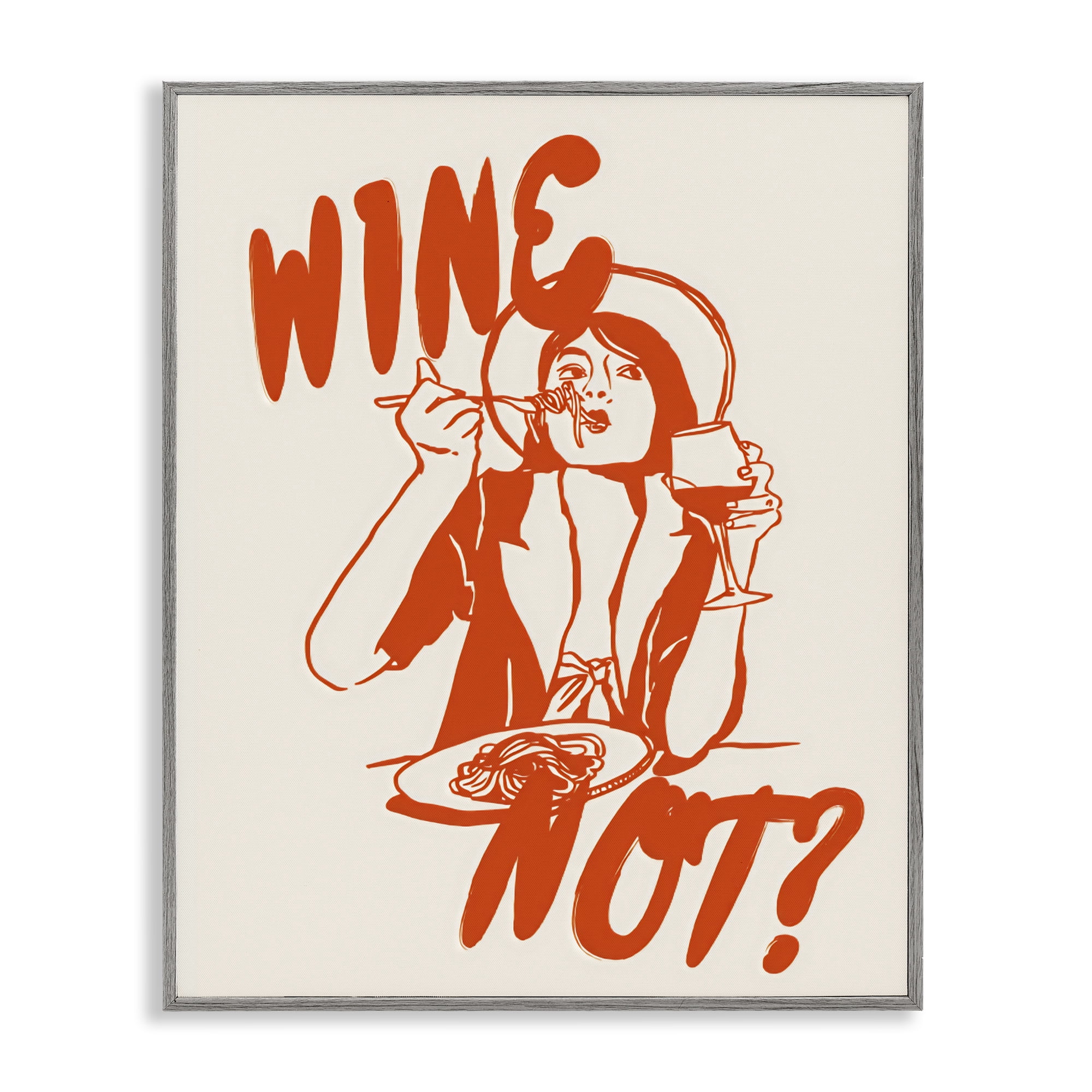 Stupell Industries Wine Not Retro Meal Time Gray Framed Giclee Art, design by The Prints Vibe