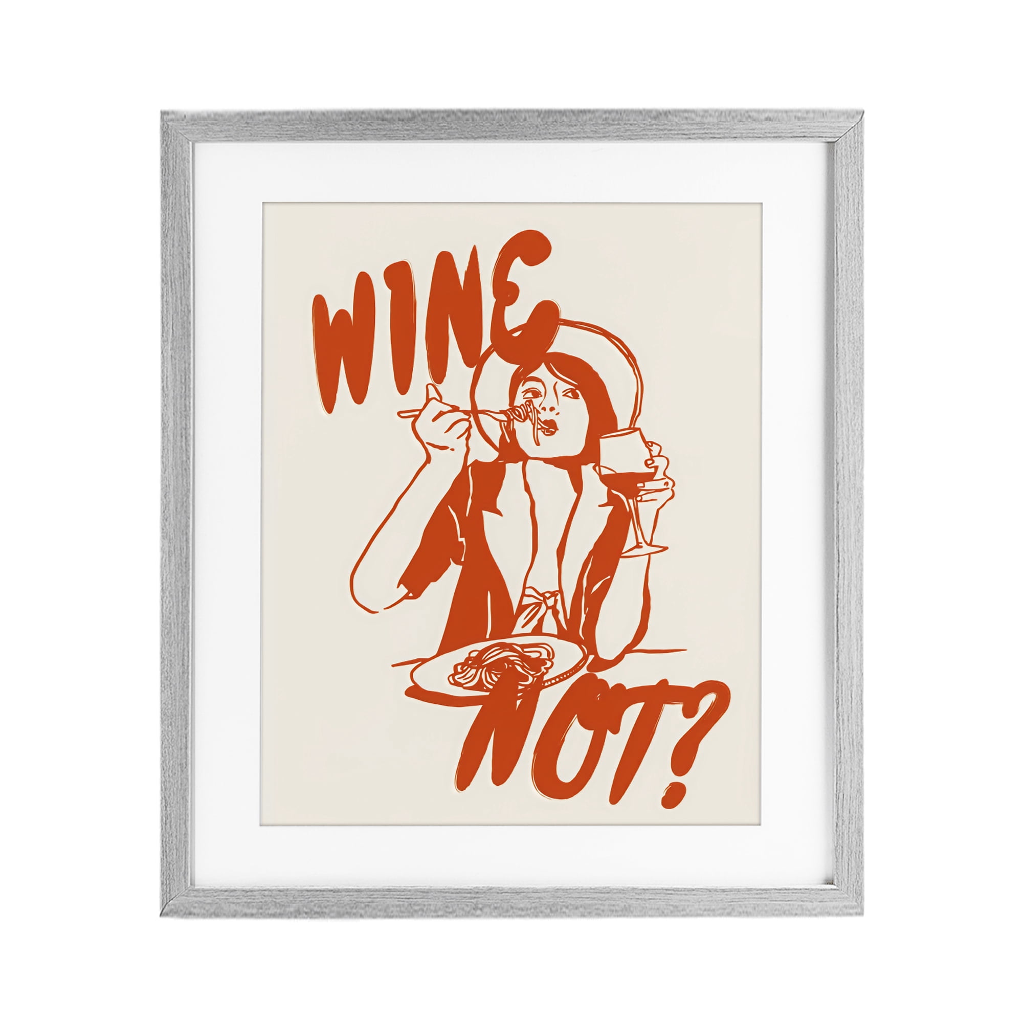 Stupell Industries Wine Not Retro Meal Time Gray Framed Print Under Glass, design by The Prints Vibe