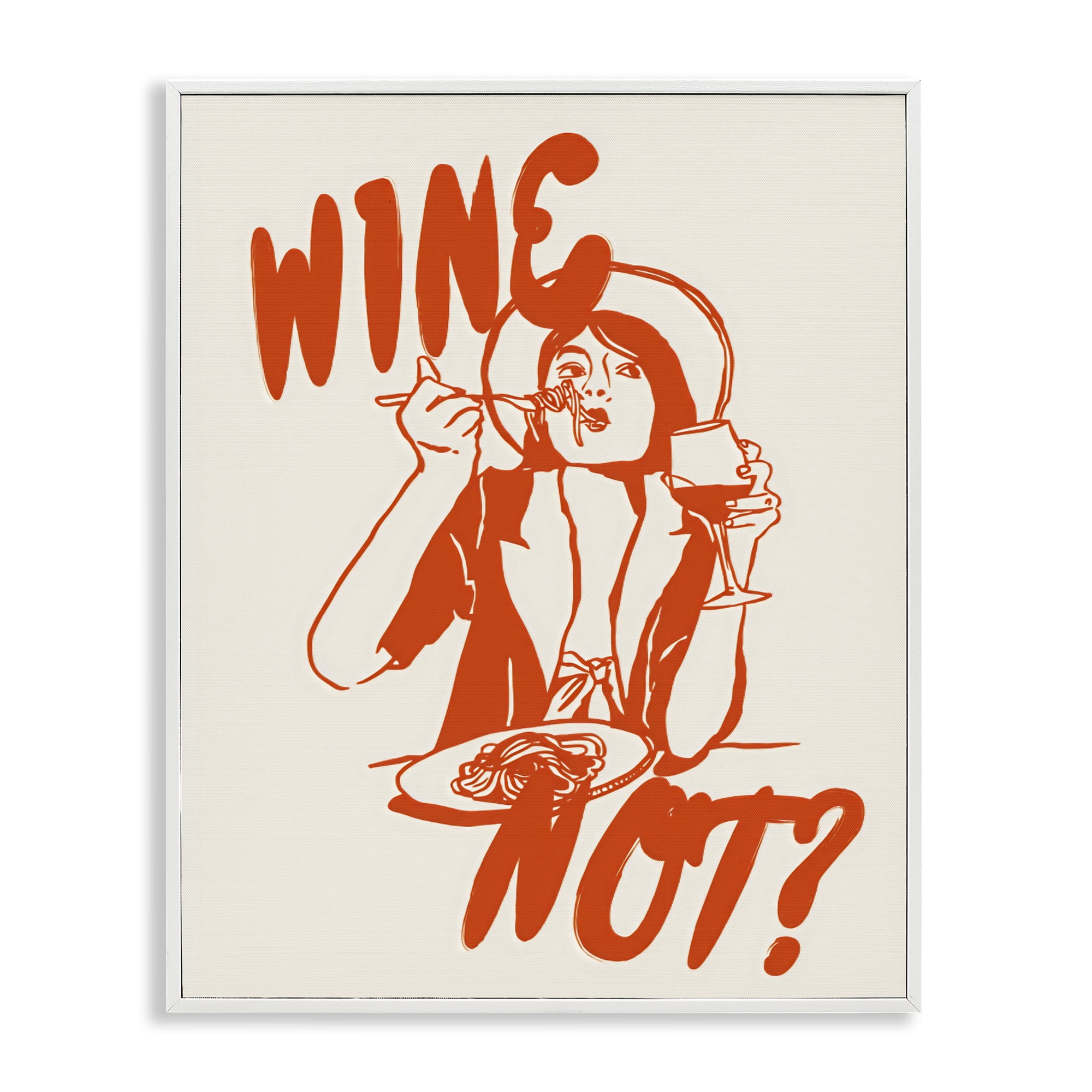 Stupell Industries Wine Not Retro Meal Time White Framed Giclee Art, design by The Prints Vibe