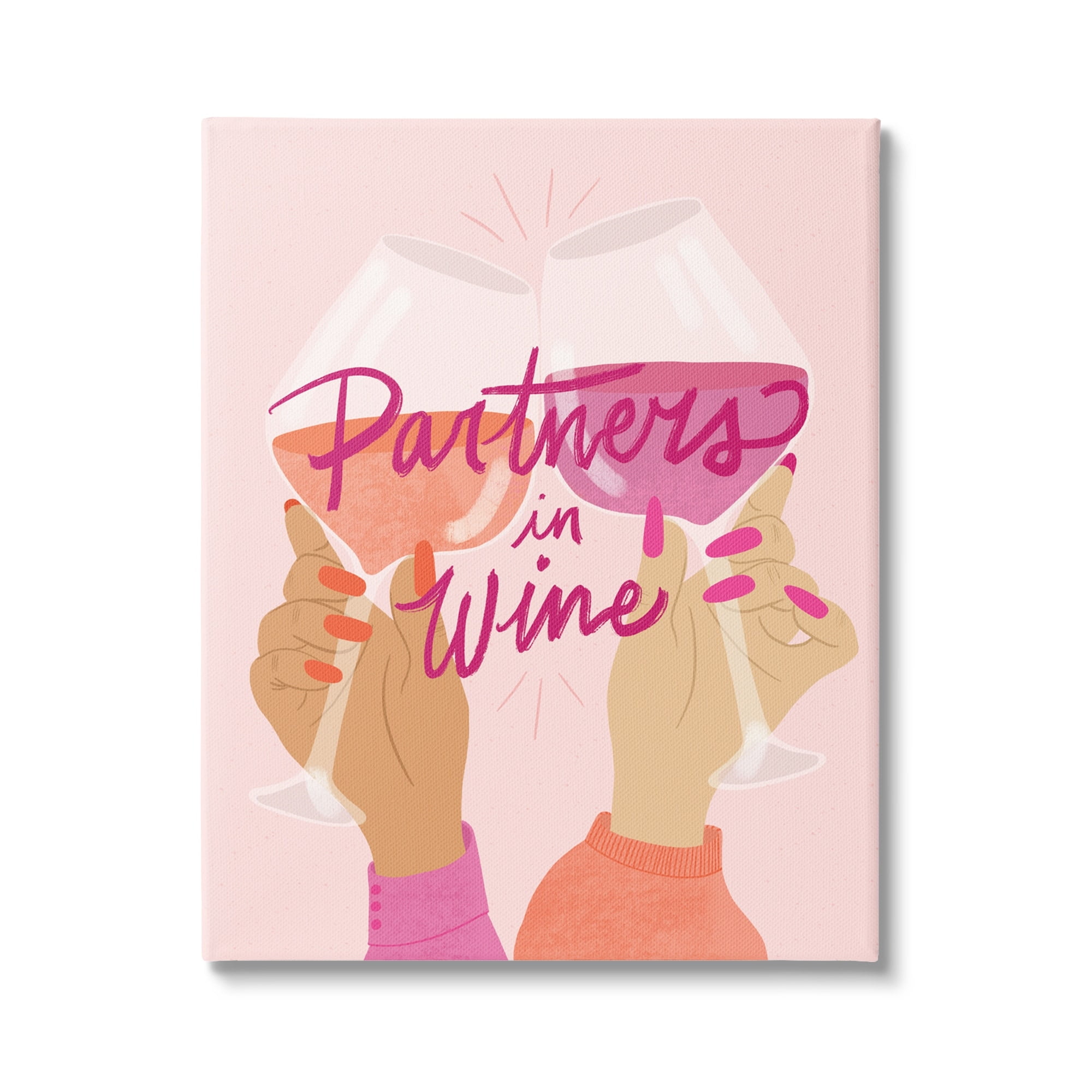 Stupell Industries Wine Partners Text Glam Sassy Friends Calligraphy Canvas Wall Art, 16 x 20, Design by EmmaKisstina