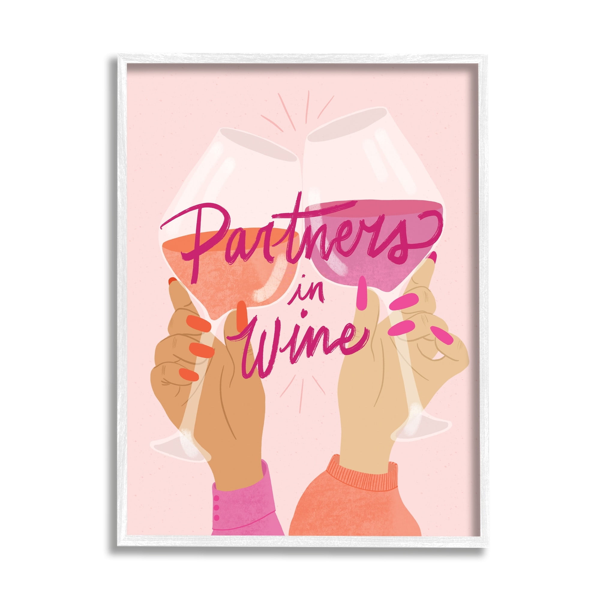 Stupell Industries Wine Partners Text Glam Sassy Friends Calligraphy Framed Wall Art, 24 x 30, Design by EmmaKisstina
