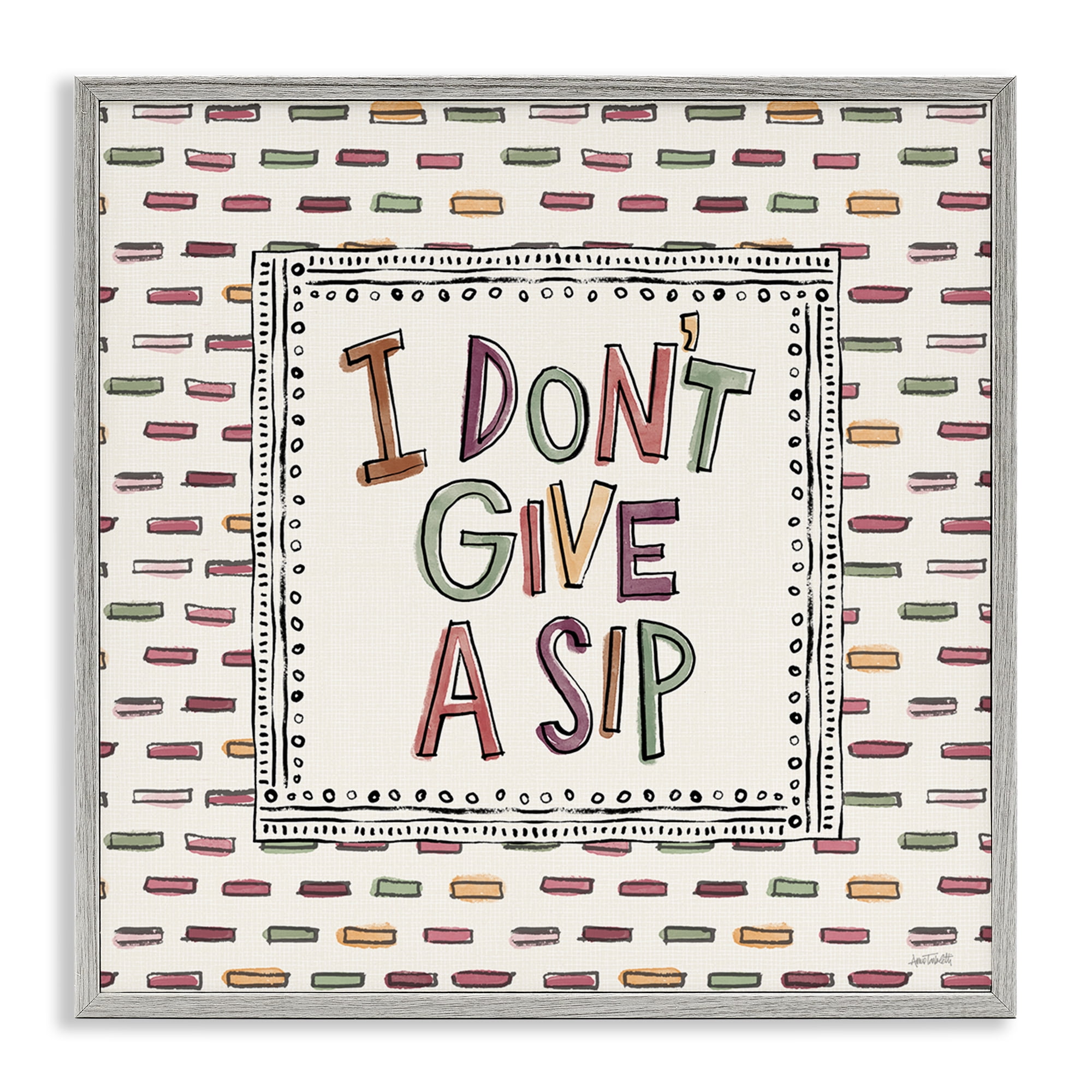Stupell Industries Wine Sip Sentiment Food & Beverage Painting Gray Framed Art Print Wall Art, 24 x 24