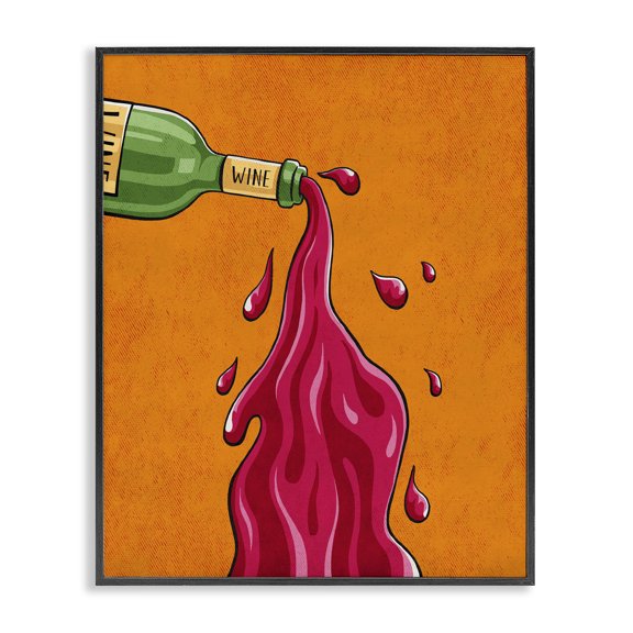 Stupell Industries Eclectic Wine Splash Vintage Comic Book Design Black Framed Giclee Art, 16 x 20, by Estera Kecek