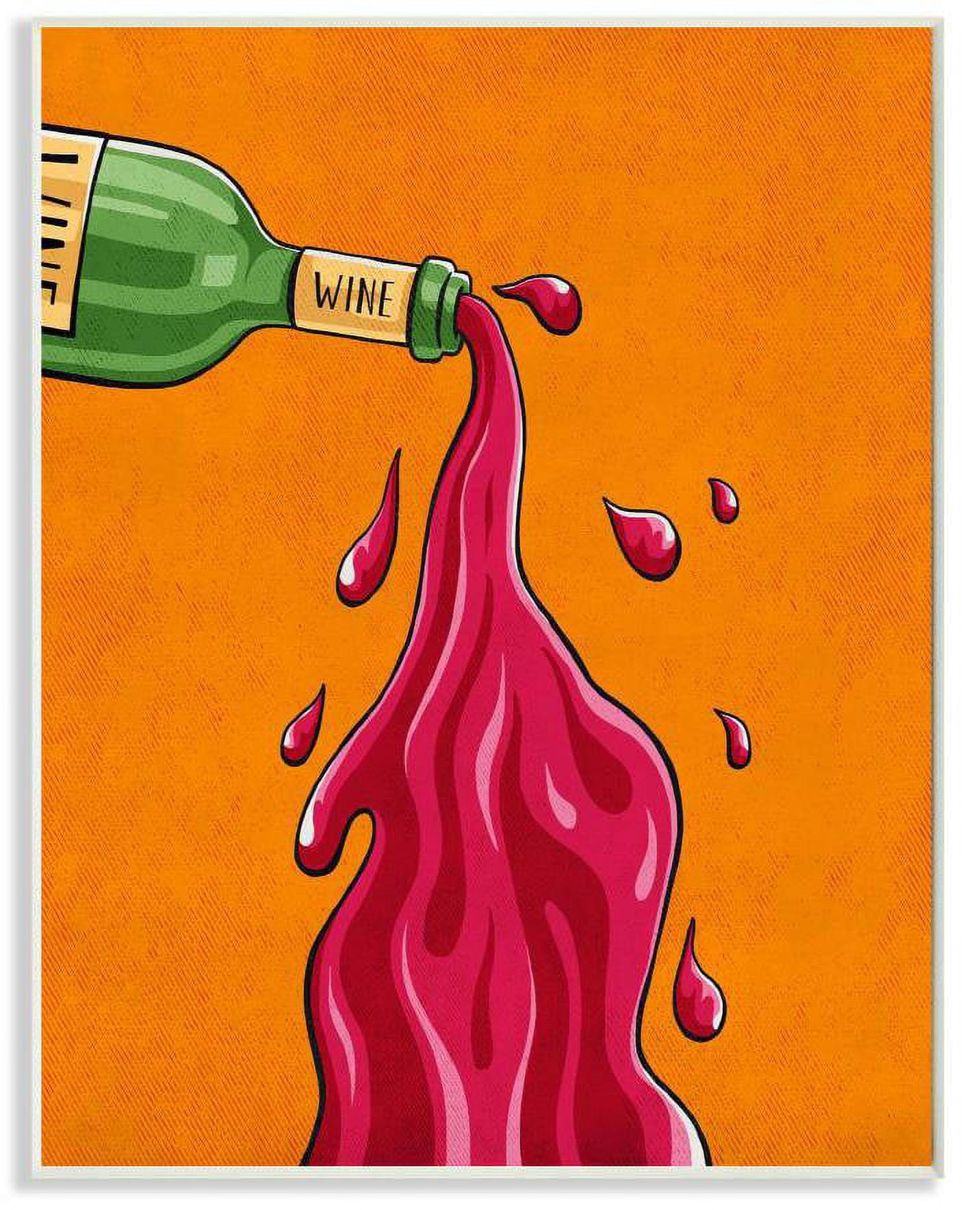 Stupell Industries Wine Splash Vintage Comic Book Design Wall Plaque by Ester Kay