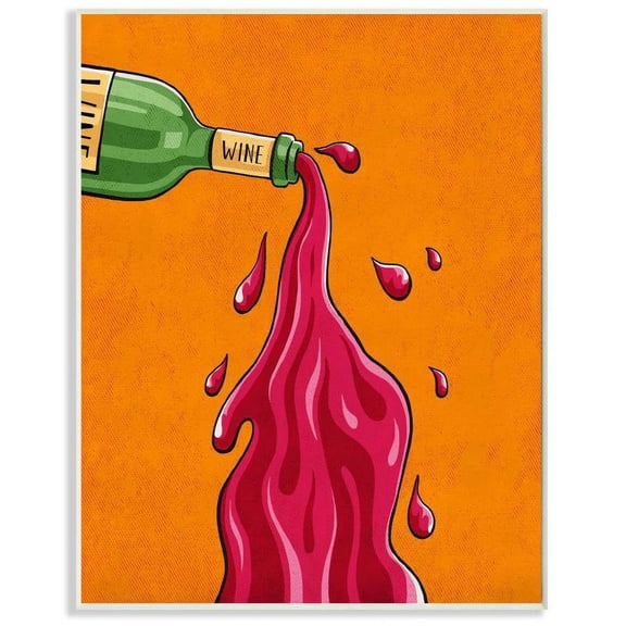 Stupell Industries Wine Splash Vintage Comic Book Design Wall Plaque by Ester Kay