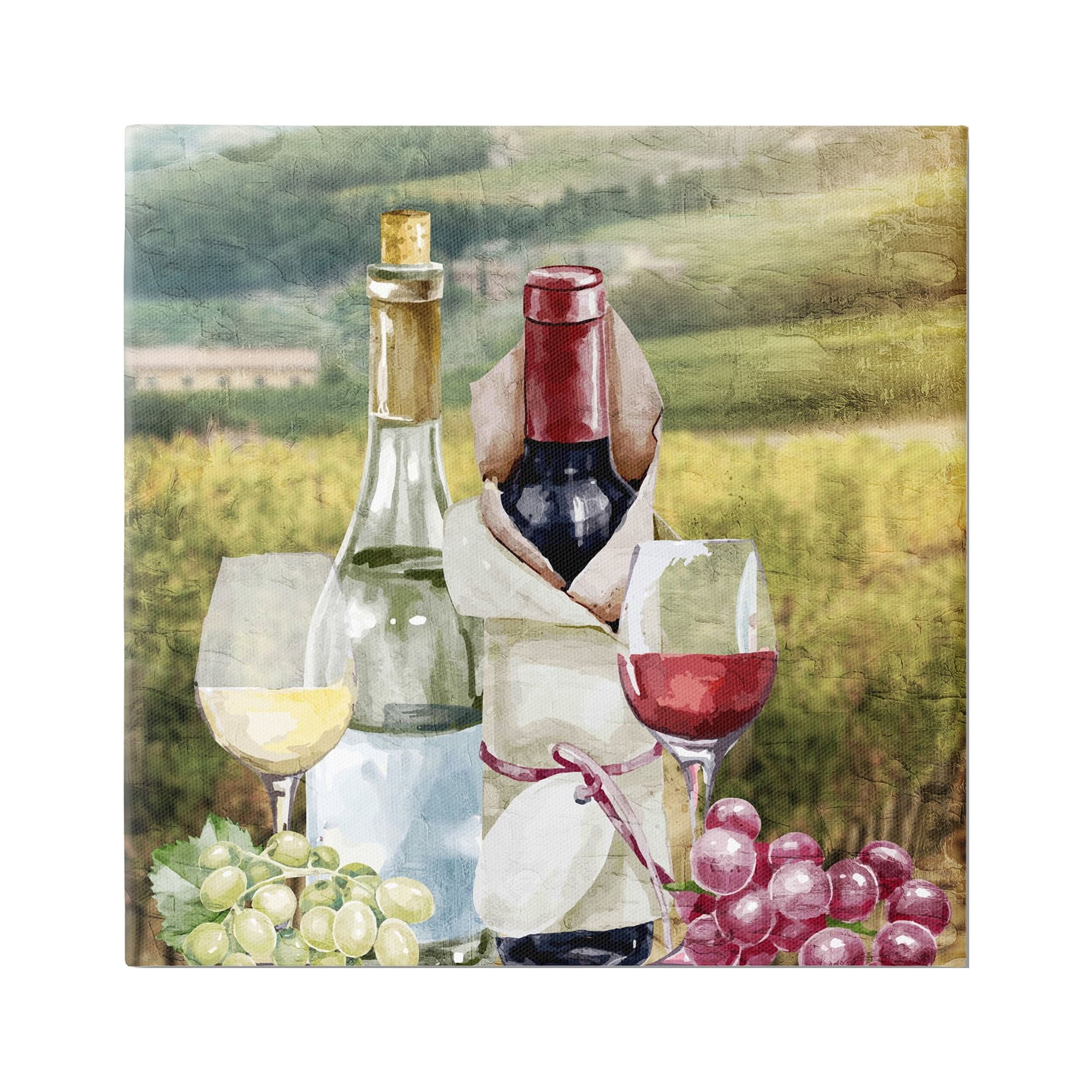 Stupell Industries Wine Tasting Landscape Food & Beverage Painting Gallery Wrapped Canvas Print Wall Art, 36 x 36