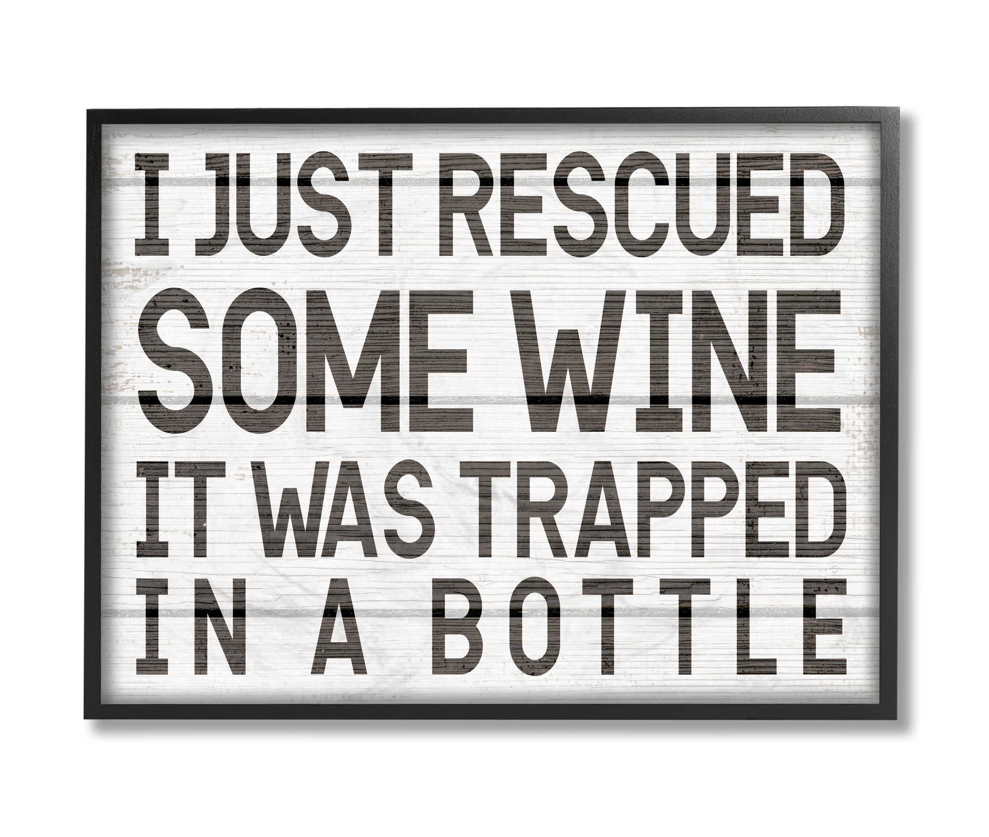 Stupell Industries Wine Trapped in Bottle Phrase Funny Drinking Humor Black Framed, 11 x 14, Design by Daphne Polselli