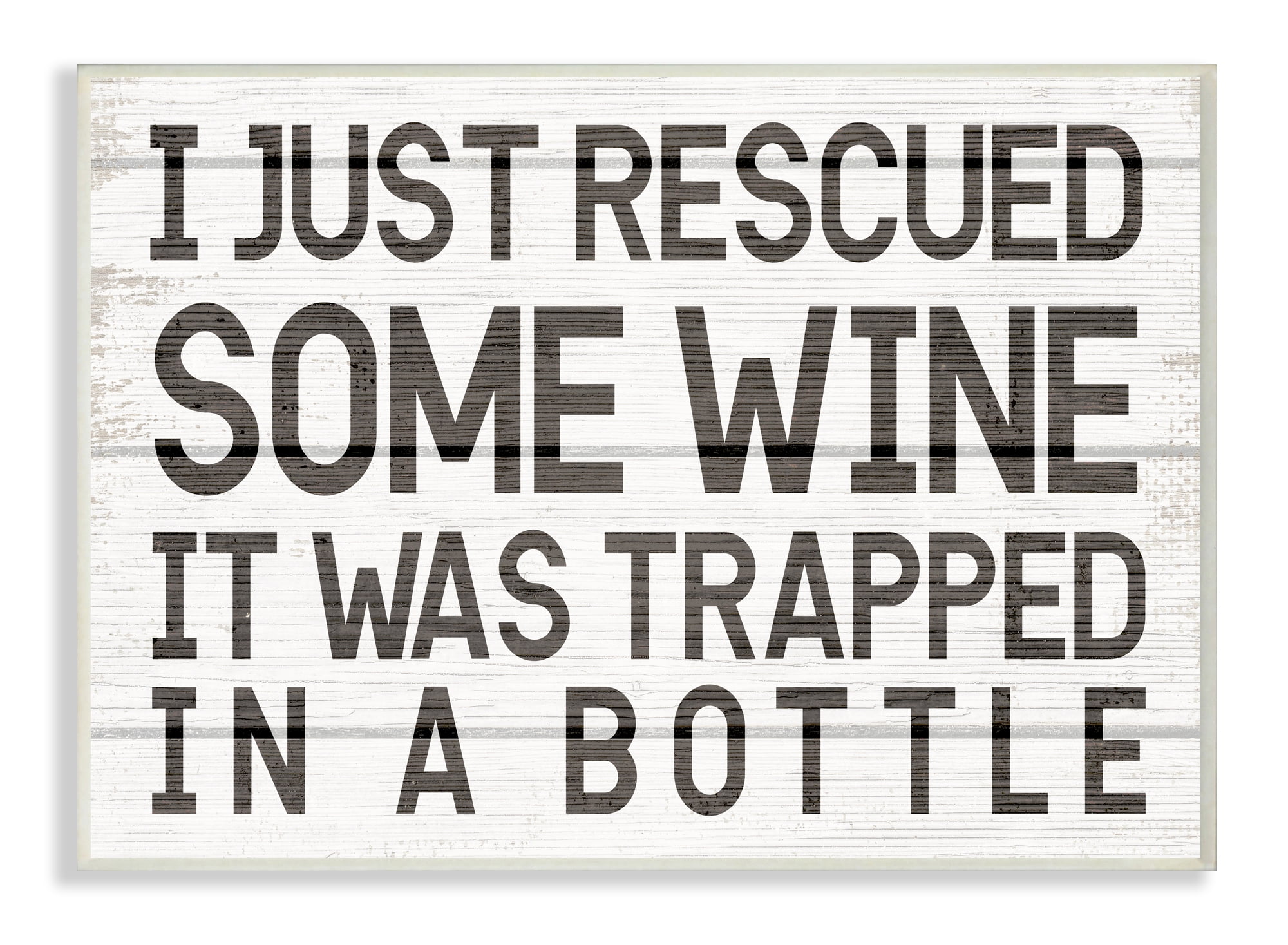 Rustic White and Black Wooden Wine Humor Wall Plaque