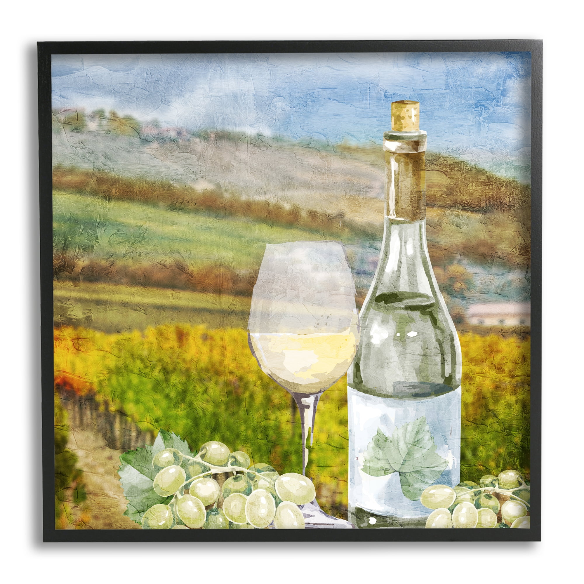 Stupell Industries Wine Vineyard Scene Food & Beverage Painting Black Framed Art Print Wall Art, 24 x 24