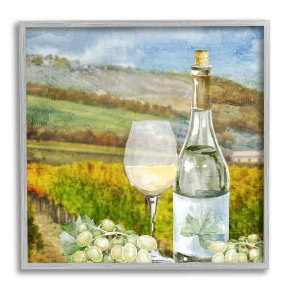 Stupell Industries Wine Vineyard Scene Food & Beverage Painting Gray Framed Art Print Wall Art, 12 x 12