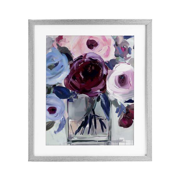 Stupell Industries Wine & Wedgewood Bouquet Gray Framed Print Under Glass design by Annabelle Hall, 21 x 17