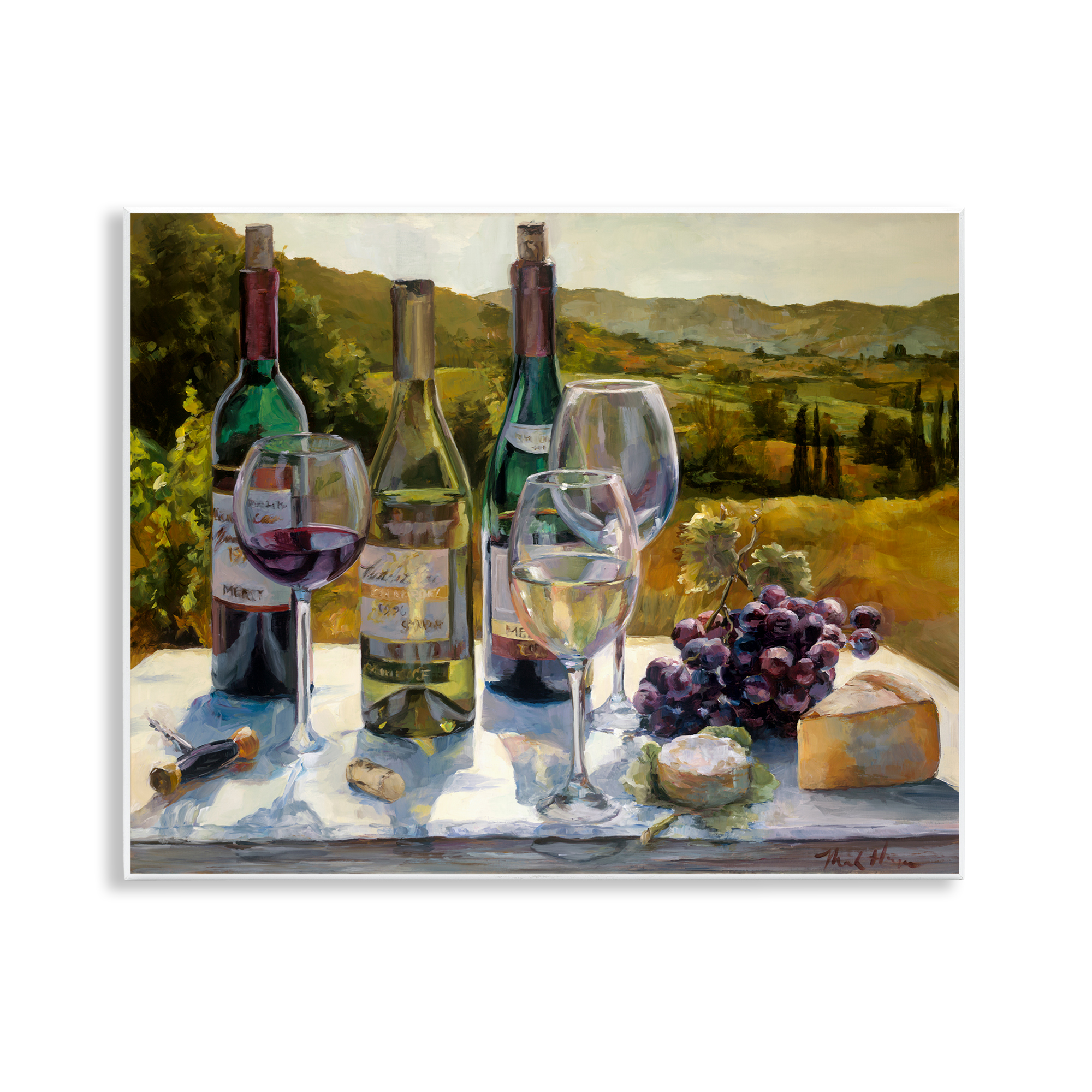 Stupell Industries Wine and Cheese Vineyard Food & Beverage Painting Unframed Art Print Wall Art, 14 x 11