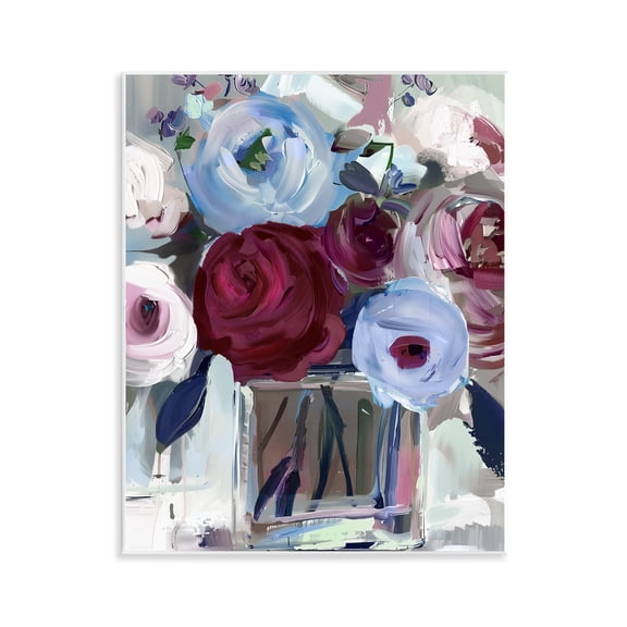 Stupell Industries Wine and Wedgewood Flowers Wall Plaque Art design by Annabelle Hall, 14 x 11
