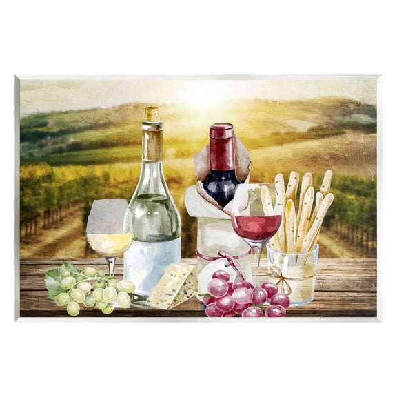 Stupell Industries Wine in Vineyard Landscape Food & Beverage Painting Unframed Art Print Wall Art, 15 x 10