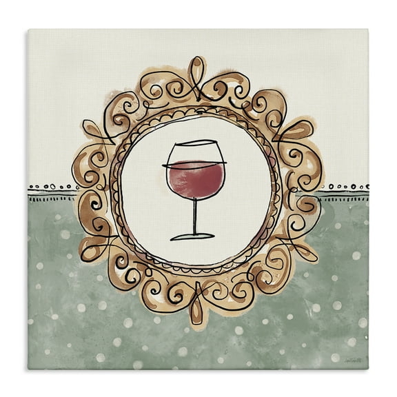 Stupell Industries Wine with Classic Border Food & Beverage Painting Wrapped Canvas Art Print Wall Art, 17 x 17