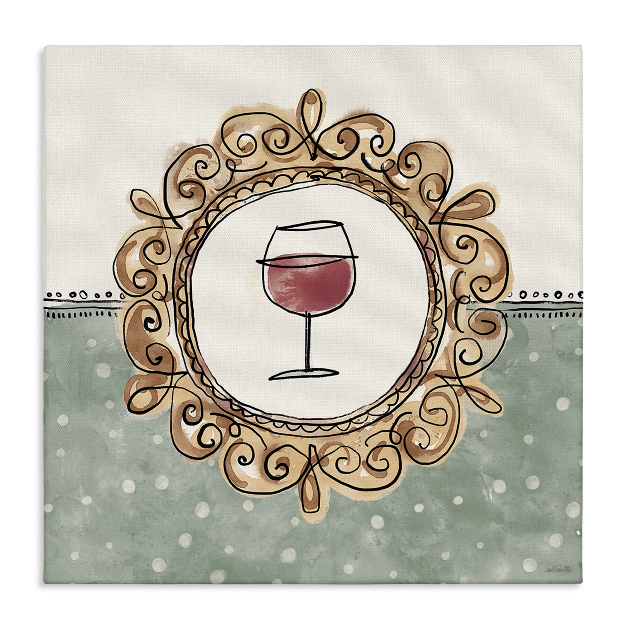 Stupell Industries Wine with Classic Border Food & Beverage Painting Wrapped Canvas Art Print Wall Art, 30 x 30
